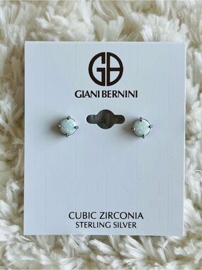 Giani Bernini Cubic Zirconia Synthetic Opal Stud Earrings in Sterling Silver